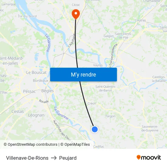 Villenave-De-Rions to Peujard map