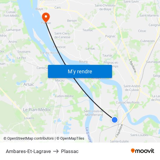 Ambares-Et-Lagrave to Plassac map