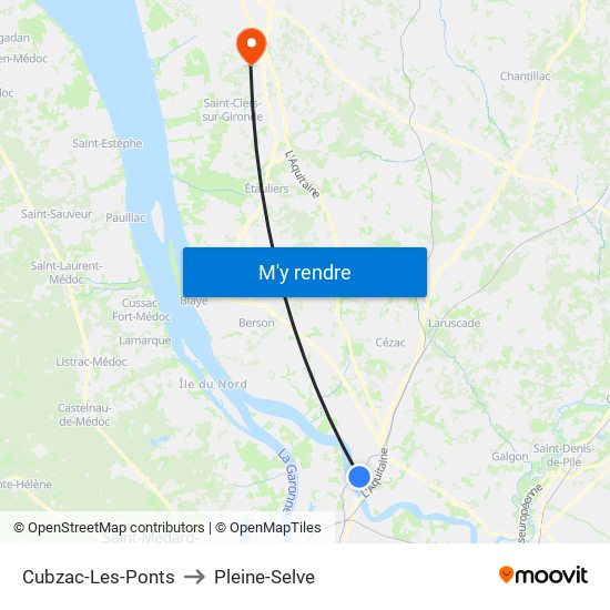 Cubzac-Les-Ponts to Pleine-Selve map
