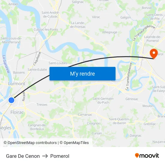 Gare De Cenon to Pomerol map