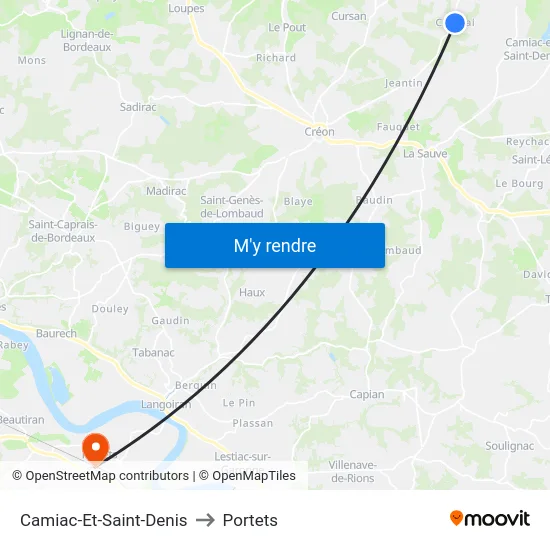 Camiac-Et-Saint-Denis to Portets map