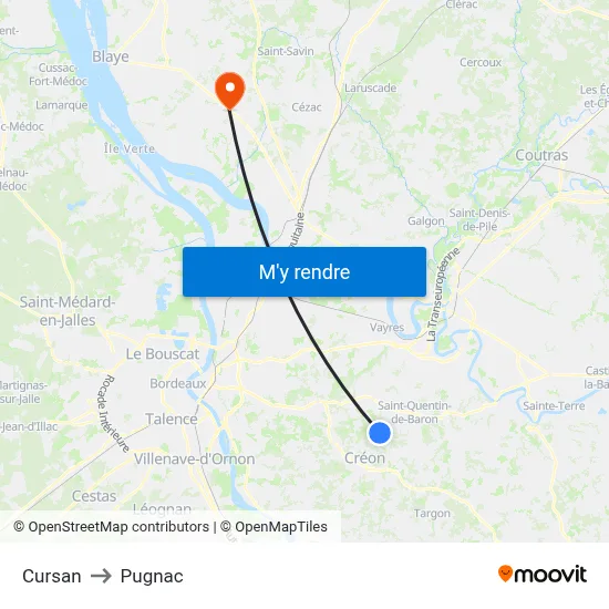 Cursan to Pugnac map