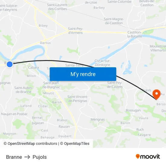 Branne to Pujols map