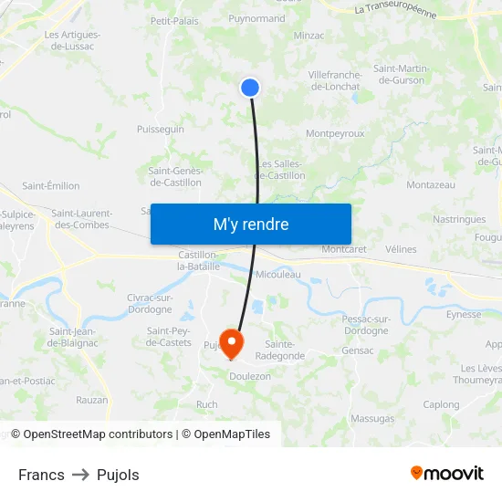 Francs to Pujols map