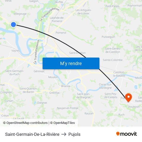 Saint-Germain-De-La-Rivière to Pujols map