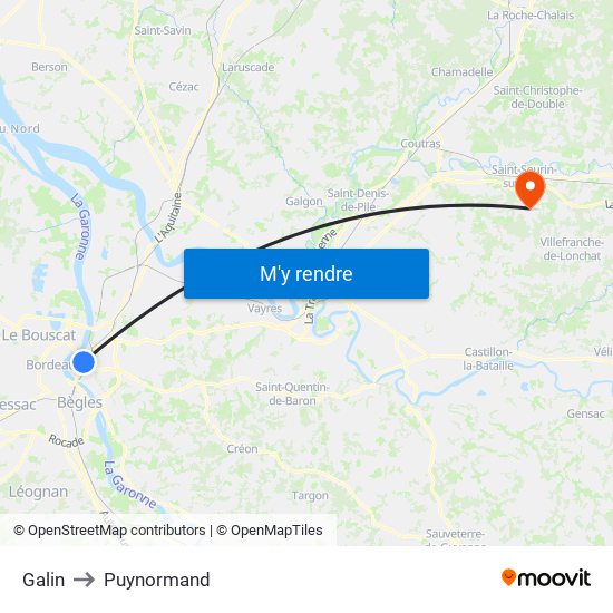 Galin to Puynormand map