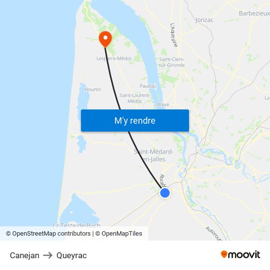 Canejan to Queyrac map
