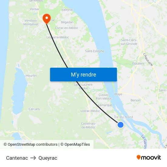 Cantenac to Queyrac map