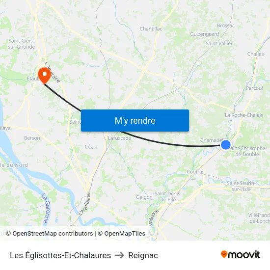 Les Églisottes-Et-Chalaures to Reignac map