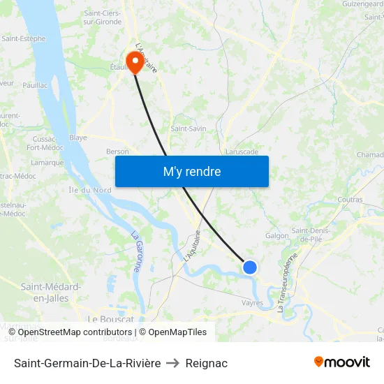 Saint-Germain-De-La-Rivière to Reignac map