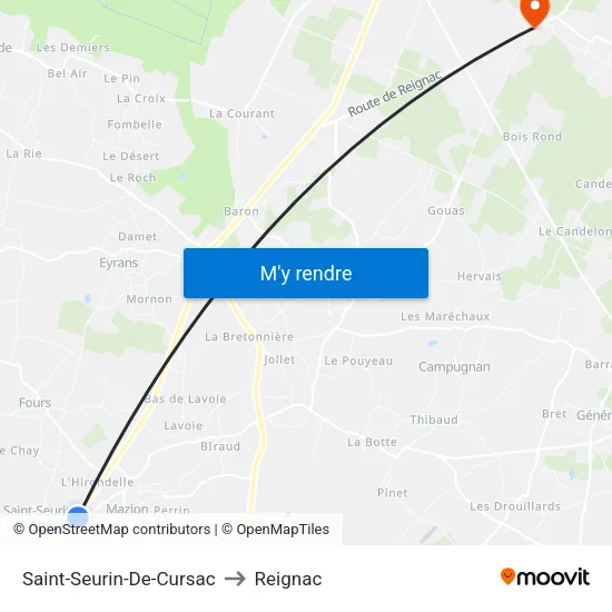 Saint-Seurin-De-Cursac to Reignac map