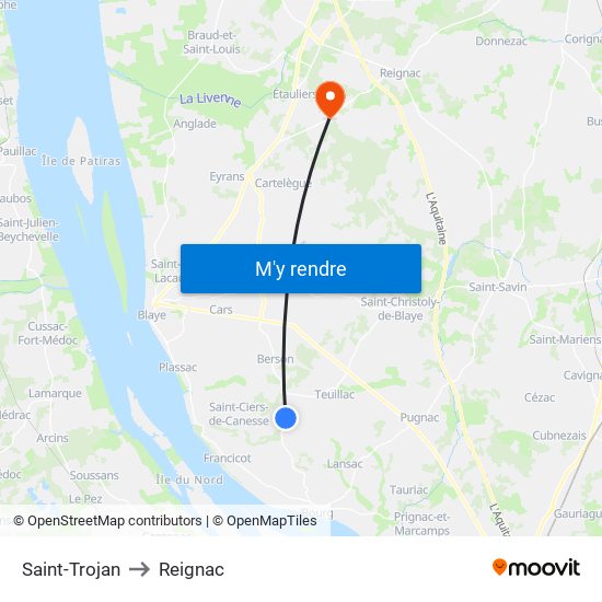 Saint-Trojan to Reignac map