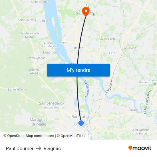 Paul Doumer to Reignac map