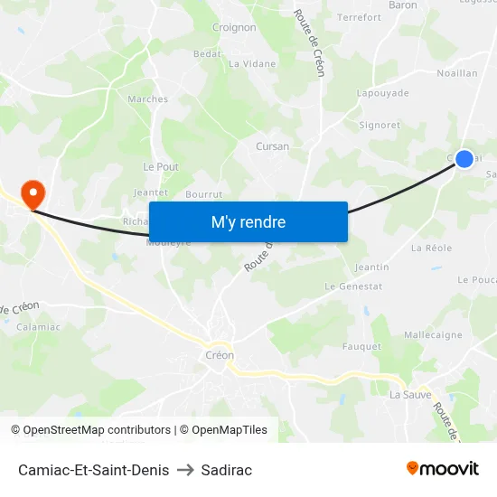 Camiac-Et-Saint-Denis to Sadirac map