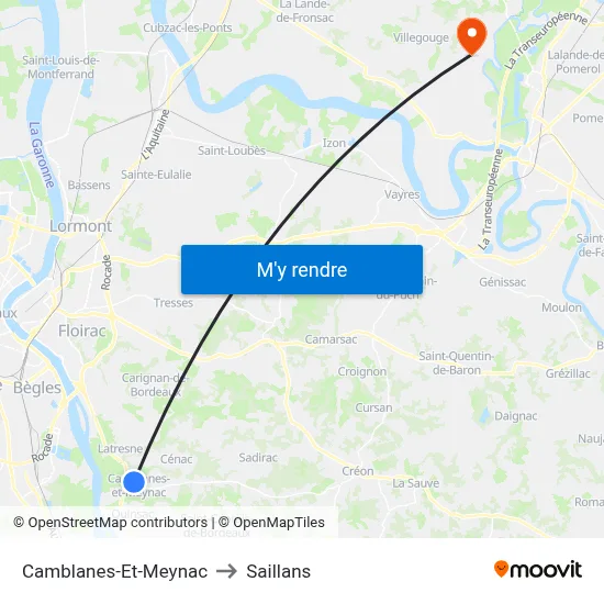 Camblanes-Et-Meynac to Saillans map