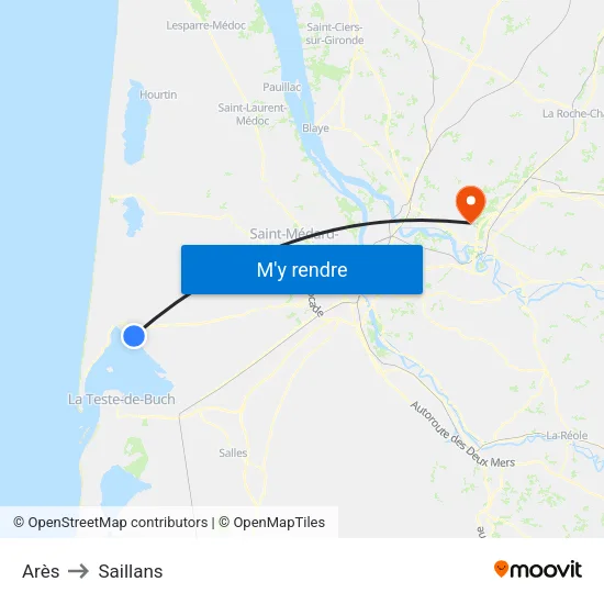 Arès to Saillans map