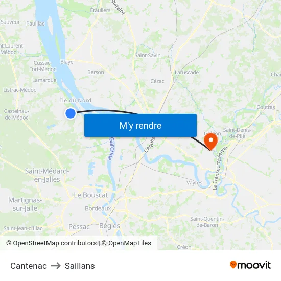 Cantenac to Saillans map