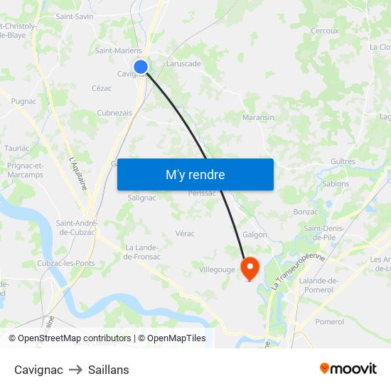 Cavignac to Saillans map