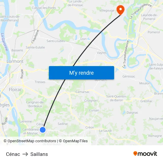 Cénac to Saillans map