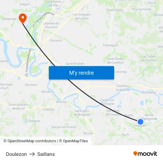 Doulezon to Saillans map