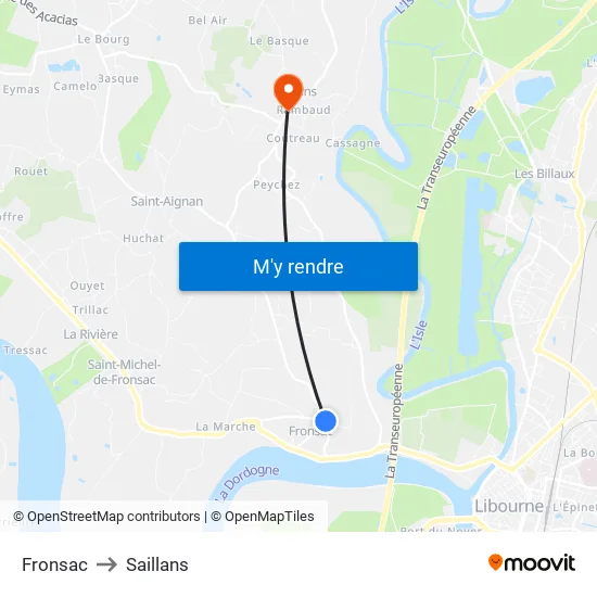 Fronsac to Saillans map
