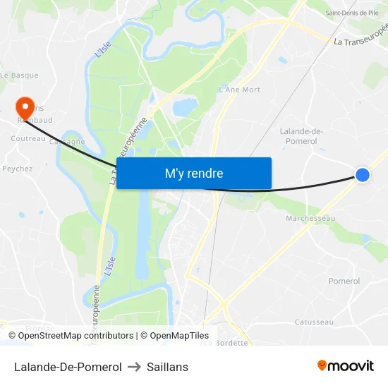 Lalande-De-Pomerol to Saillans map
