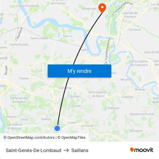 Saint-Genès-De-Lombaud to Saillans map
