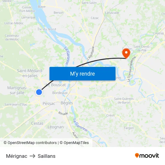Mérignac to Saillans map