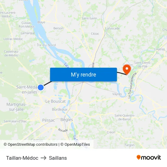 Taillan-Médoc to Saillans map
