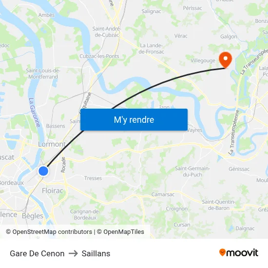 Gare De Cenon to Saillans map