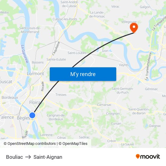Bouliac to Saint-Aignan map