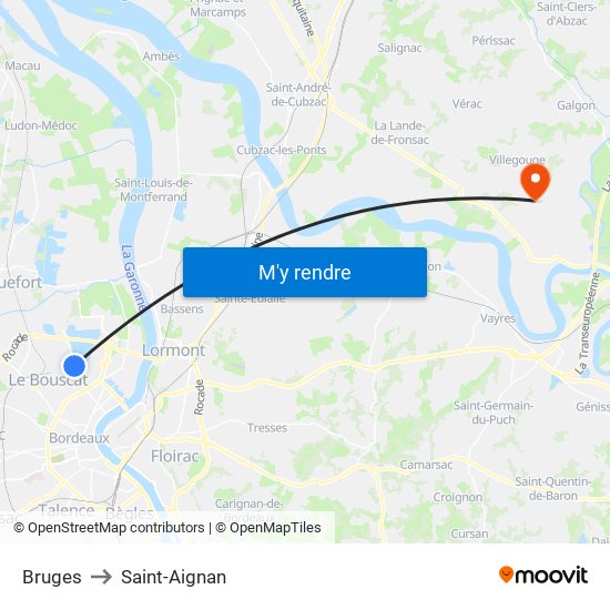Bruges to Saint-Aignan map