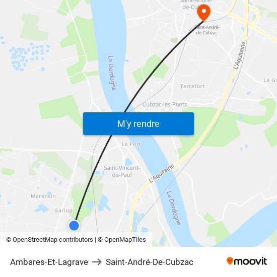 Ambares-Et-Lagrave to Saint-André-De-Cubzac map