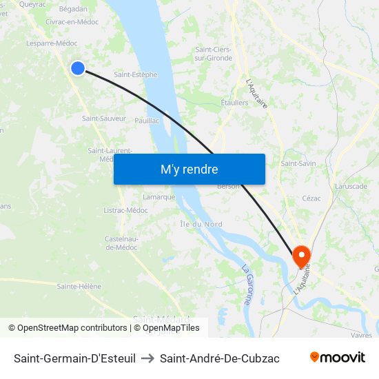 Saint-Germain-D'Esteuil to Saint-André-De-Cubzac map