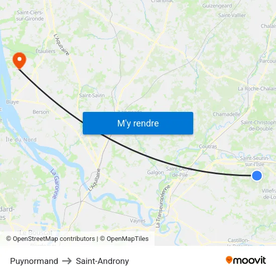 Puynormand to Saint-Androny map
