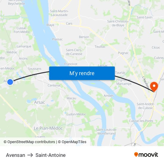 Avensan to Saint-Antoine map