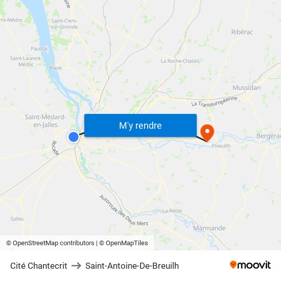 Cité Chantecrit to Saint-Antoine-De-Breuilh map