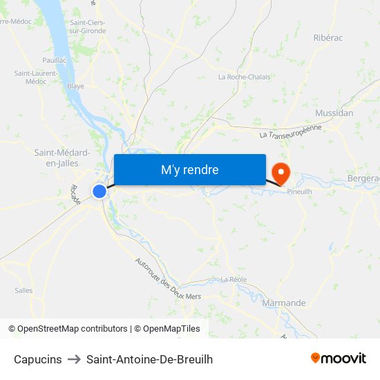 Capucins to Saint-Antoine-De-Breuilh map