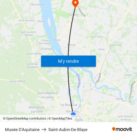 Musée D'Aquitaine to Saint-Aubin-De-Blaye map
