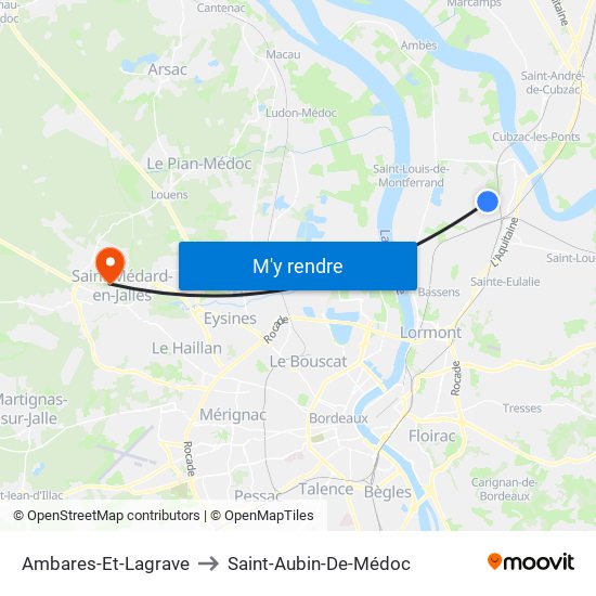 Ambares-Et-Lagrave to Saint-Aubin-De-Médoc map