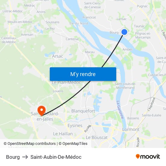 Bourg to Saint-Aubin-De-Médoc map