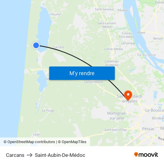 Carcans to Saint-Aubin-De-Médoc map