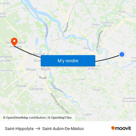 Saint-Hippolyte to Saint-Aubin-De-Médoc map