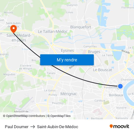 Paul Doumer to Saint-Aubin-De-Médoc map
