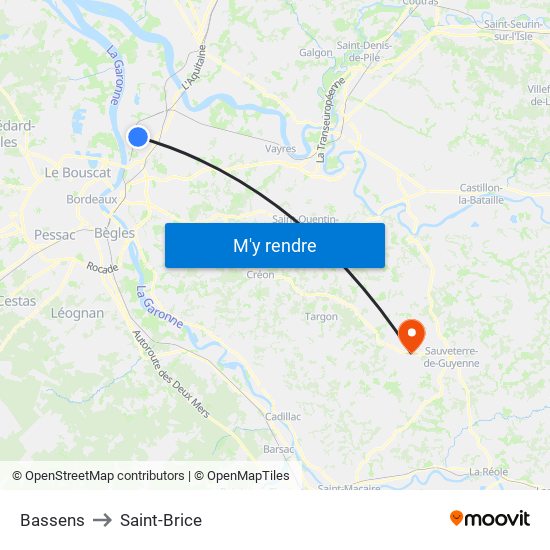 Bassens to Saint-Brice map