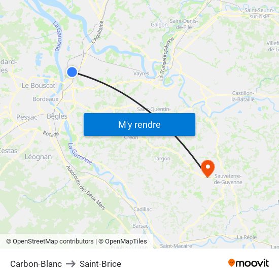 Carbon-Blanc to Saint-Brice map