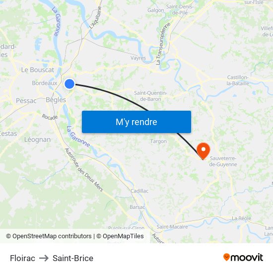 Floirac to Saint-Brice map