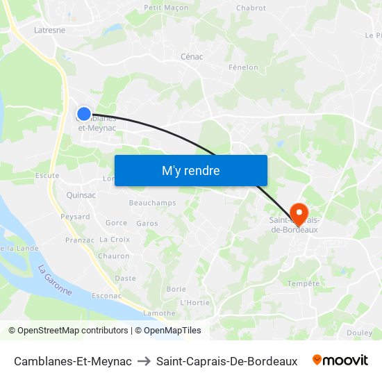 Camblanes-Et-Meynac to Saint-Caprais-De-Bordeaux map