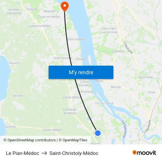 Le Pian-Médoc to Saint-Christoly-Médoc map