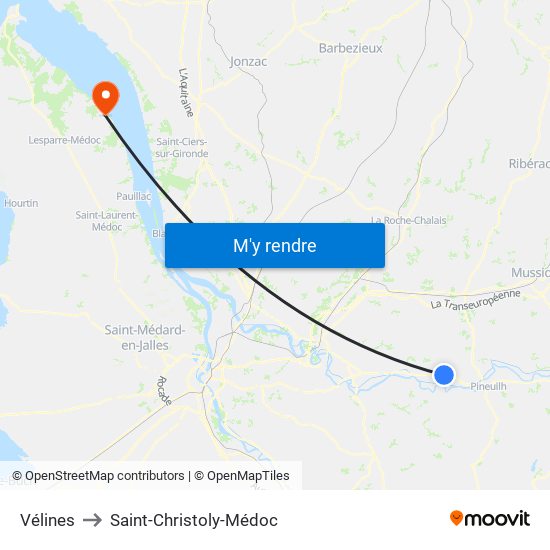 Vélines to Saint-Christoly-Médoc map